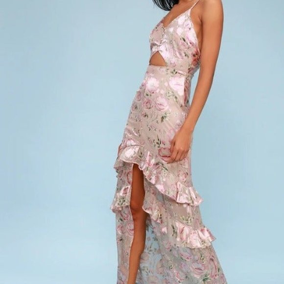 Lulus Silk Cutout Maxi Dress - Picture 2 of 4